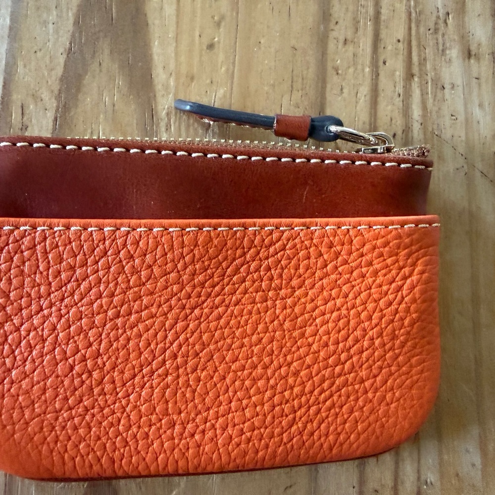 Dooney & Bourke Orange Leather Wristlet - Picture 2 of 4